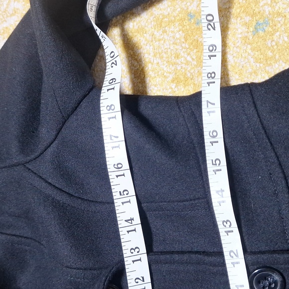 George Med wool blend black double breasted pea coat - Picture 9 of 11